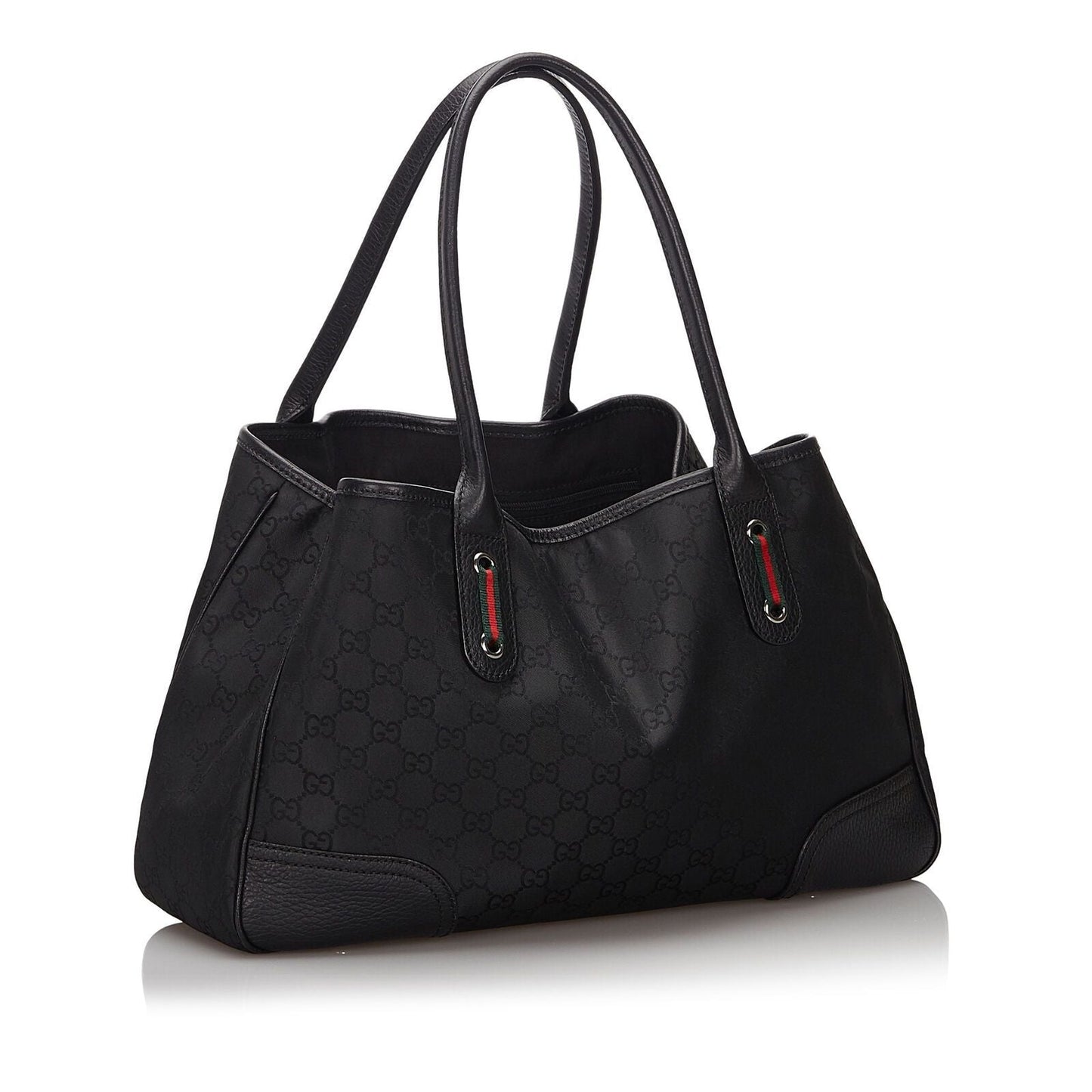 Gucci Princy Black Leather Canvas Tote