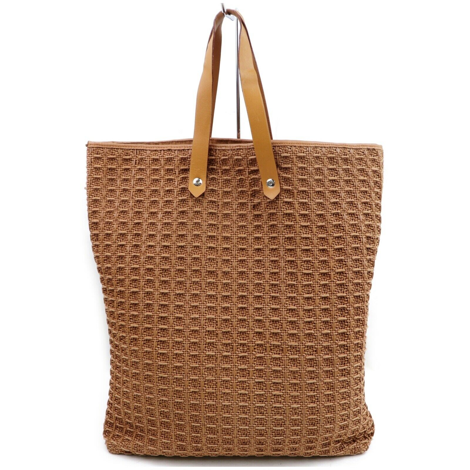 Luxury Hermes Tote Bag Amebada Light Brown Canvas ( -17087)