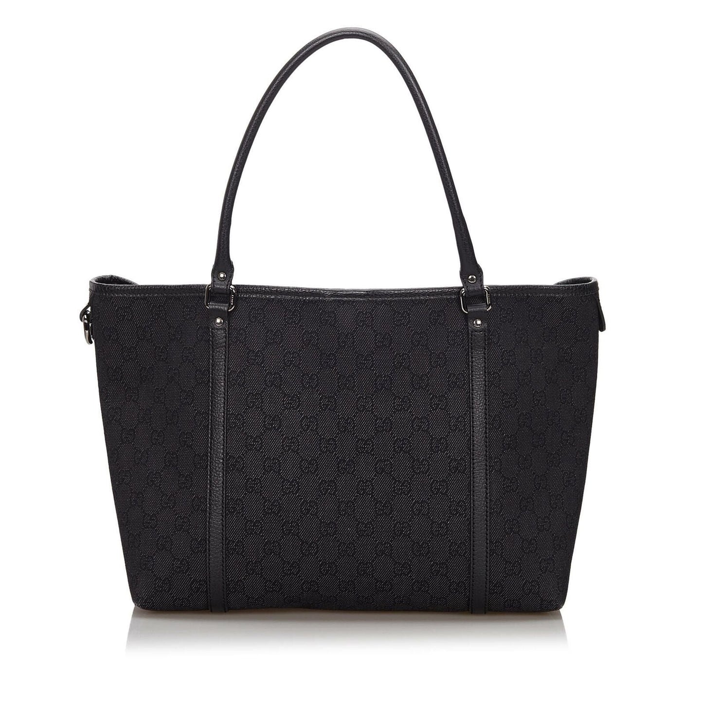 Gucci Black Leather Canvas Tote Style 2