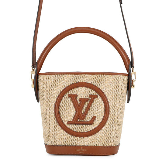LOUIS VUITTON Petit Bucket Caramel BeigeM59962 Raffia Leather