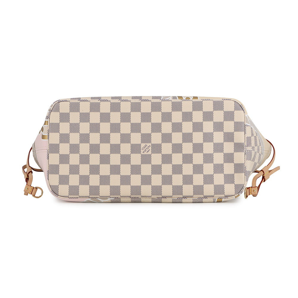 LOUIS VUITTON Nautical Neverfull Beige Pink GoldN40471 Damier Azur Rope Chain Size MM