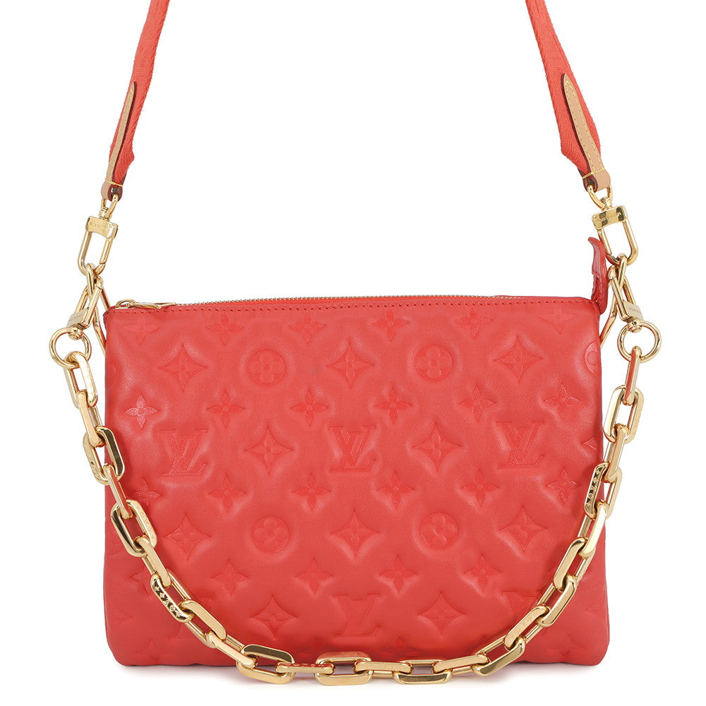 LOUIS VUITTON Coussin RougeM57792 Monogram Pattern Lamb Leather Size PM