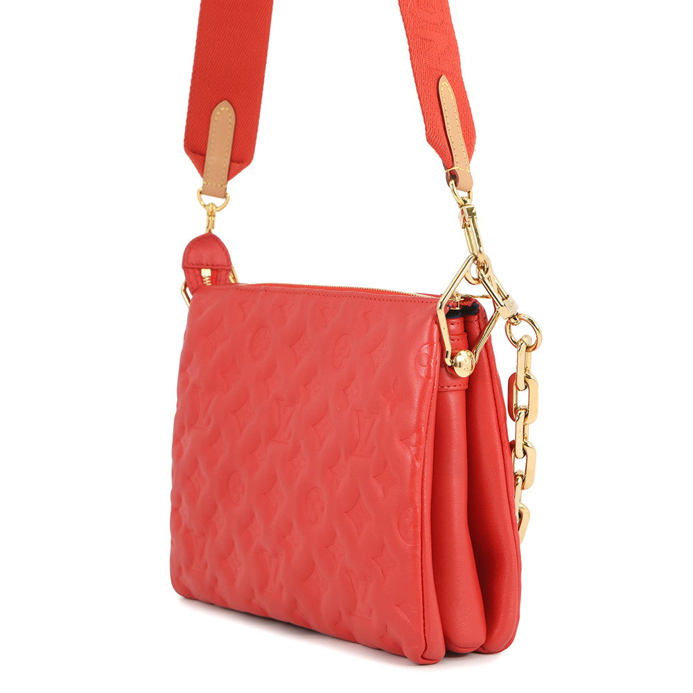 LOUIS VUITTON Coussin RougeM57792 Monogram Pattern Lamb Leather Size PM
