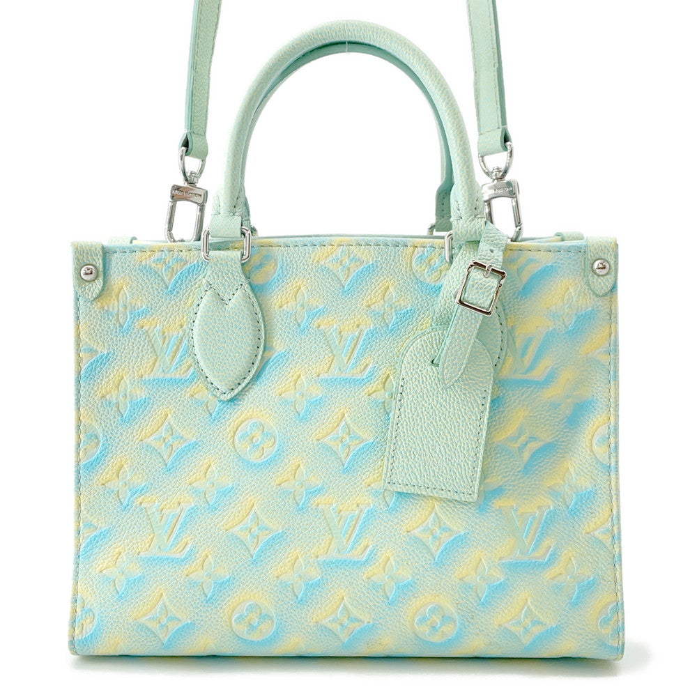 LOUIS VUITTON Onthego Summer Stardust Blue YellowM46270 Monogram Empreinte Leather Size PM