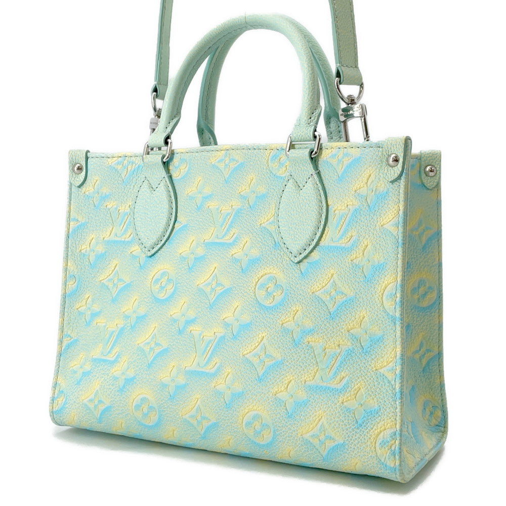 LOUIS VUITTON Onthego Summer Stardust Blue YellowM46270 Monogram Empreinte Leather Size PM