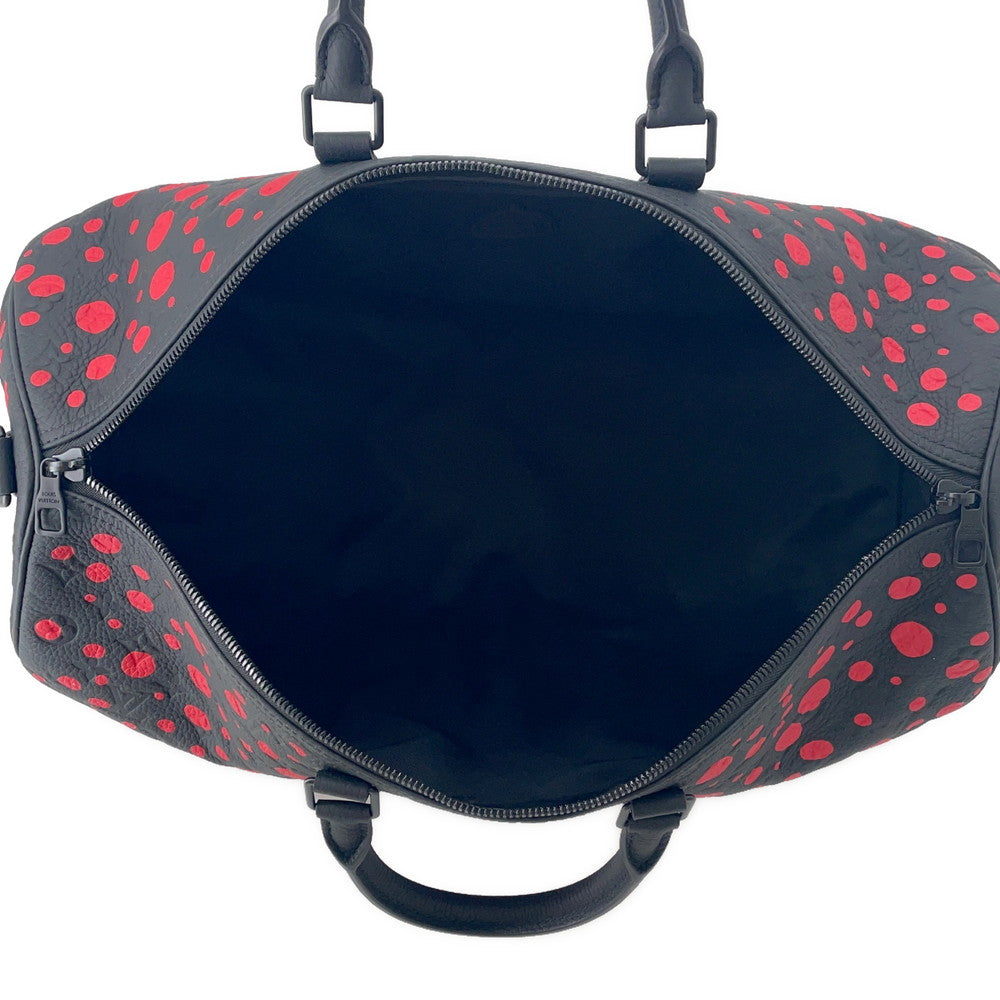 LOUIS VUITTON LV YK Keepall Bandouliere Yayoi Kusama Noir RedM21674 Taurillon Monogram Infinity Dot Size 50