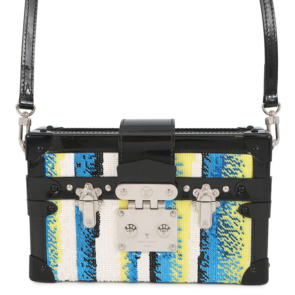 LOUIS VUITTON Petite Malle Noir Multicolor Patent Leather Sequins