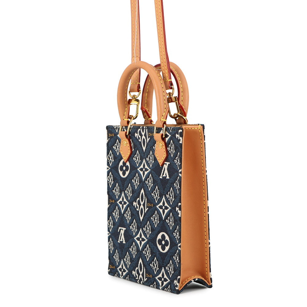 LOUIS VUITTON Since1854 Petite Sac Plat BlueM80288 Monogram Jacquard