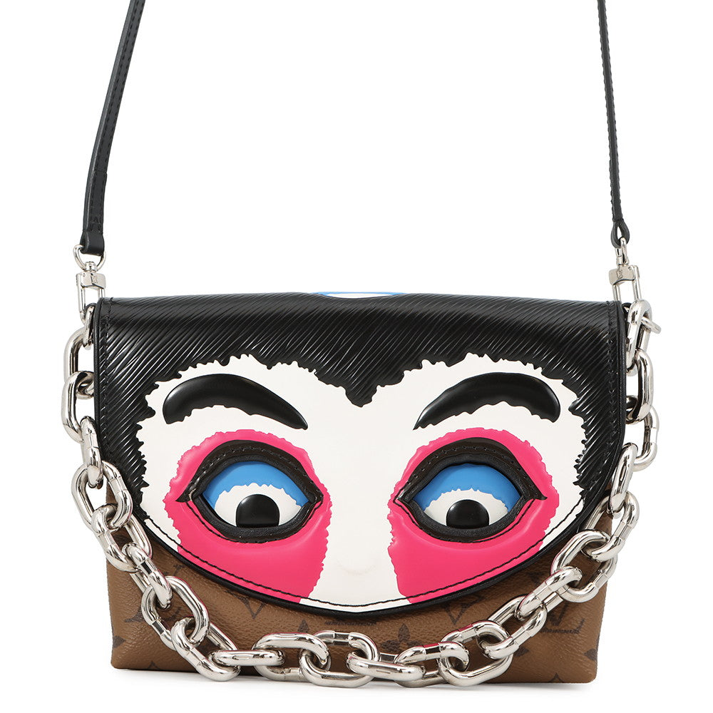 LOUIS VUITTON Monogram Kabuki Pochette Kabuki Mask NoirM43495 Monogram Reverse Canvas Epi Leather