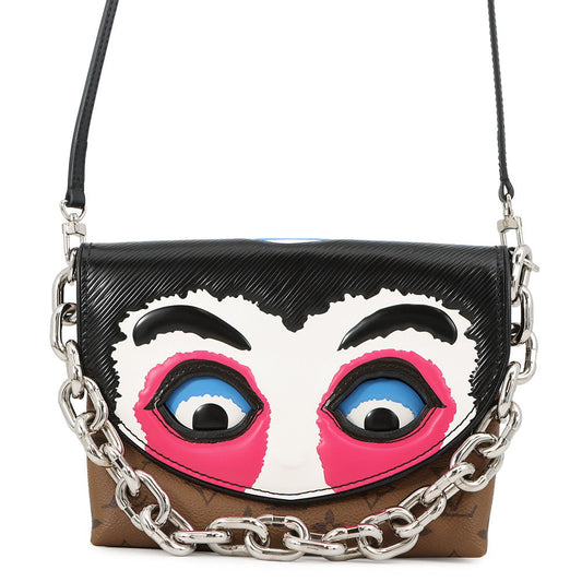 LOUIS VUITTON Monogram Kabuki Pochette Kabuki Mask NoirM43495 Monogram Reverse Canvas Epi Leather