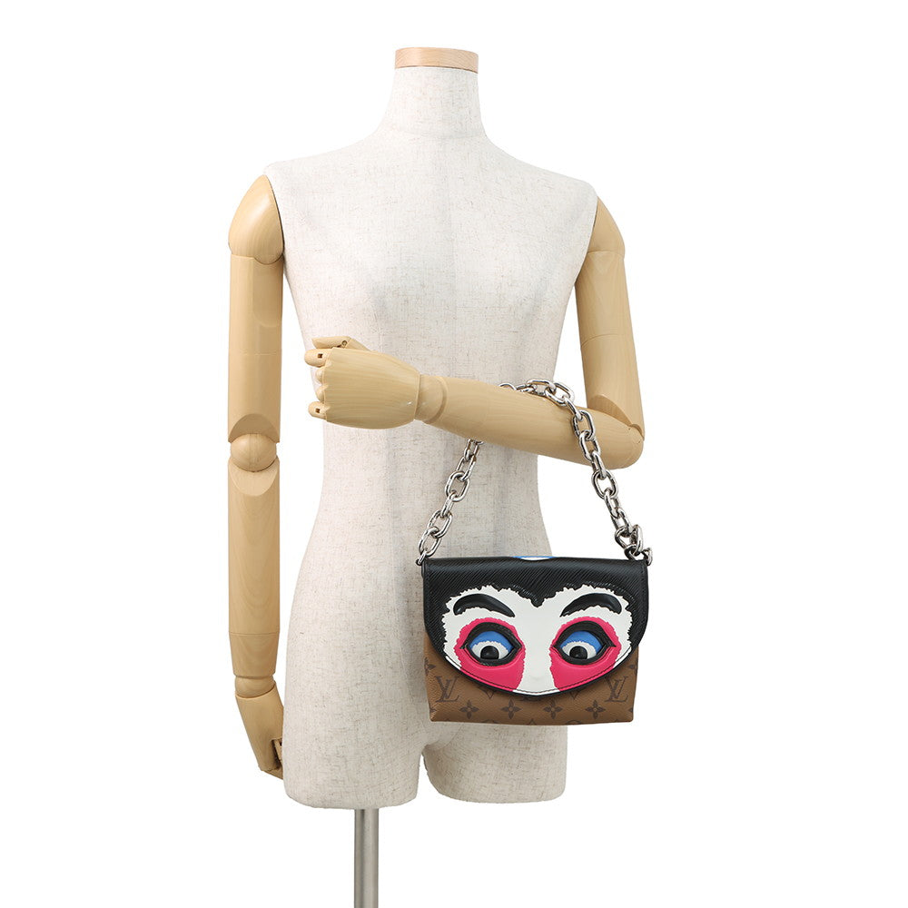 LOUIS VUITTON Monogram Kabuki Pochette Kabuki Mask NoirM43495 Monogram Reverse Canvas Epi Leather