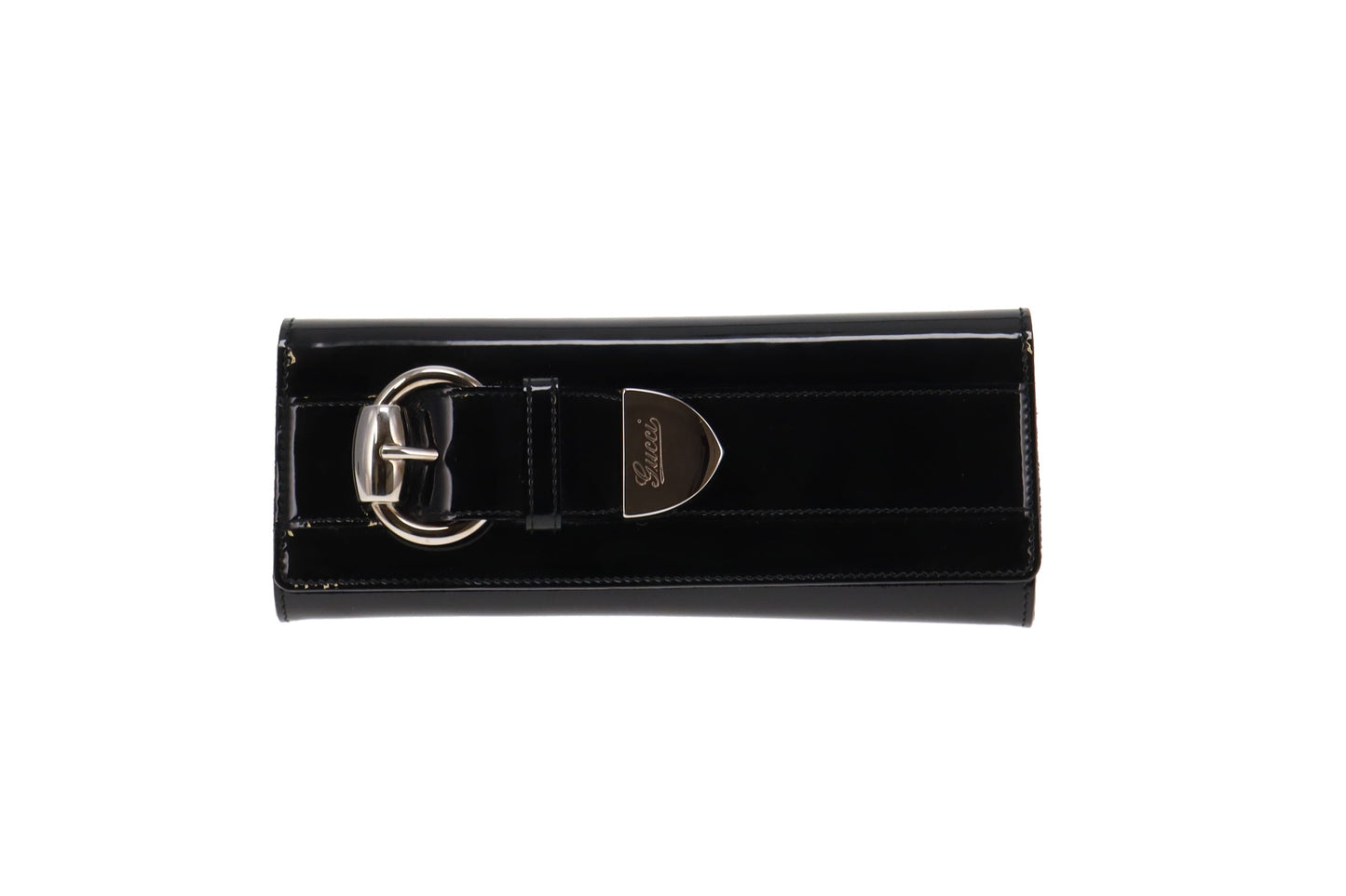 Gucci Black Leather Patent Leather Clutch Style 1