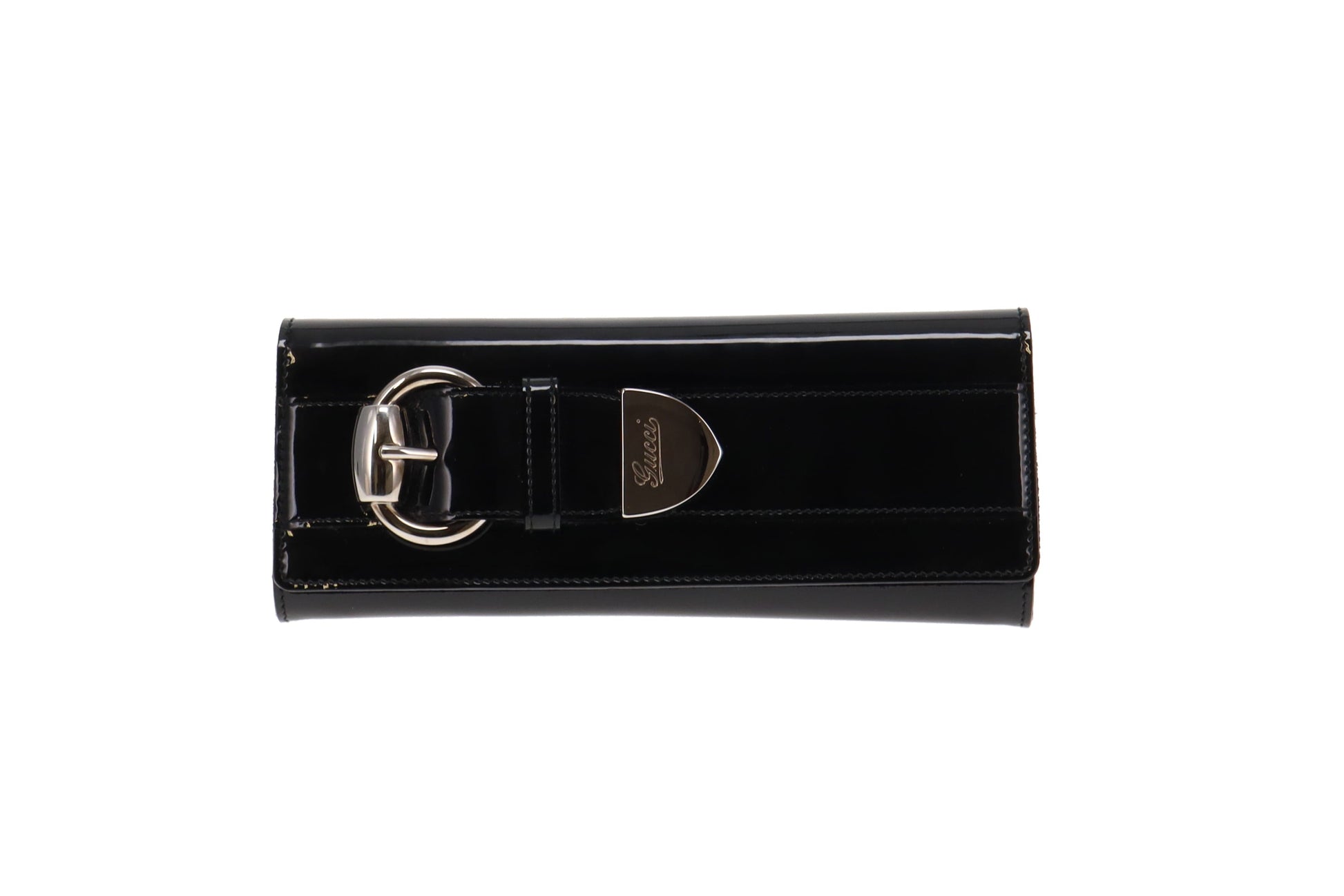 Gucci Black Leather Patent Leather Clutch Style 1