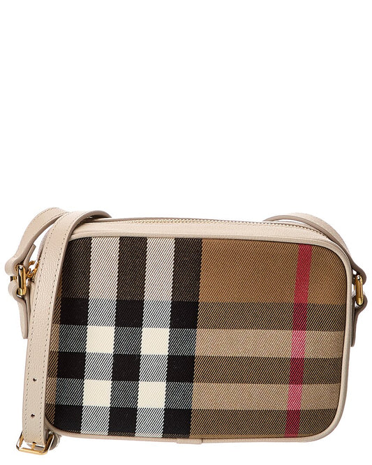 Burberry Check Canvas & Leather Camera Bag