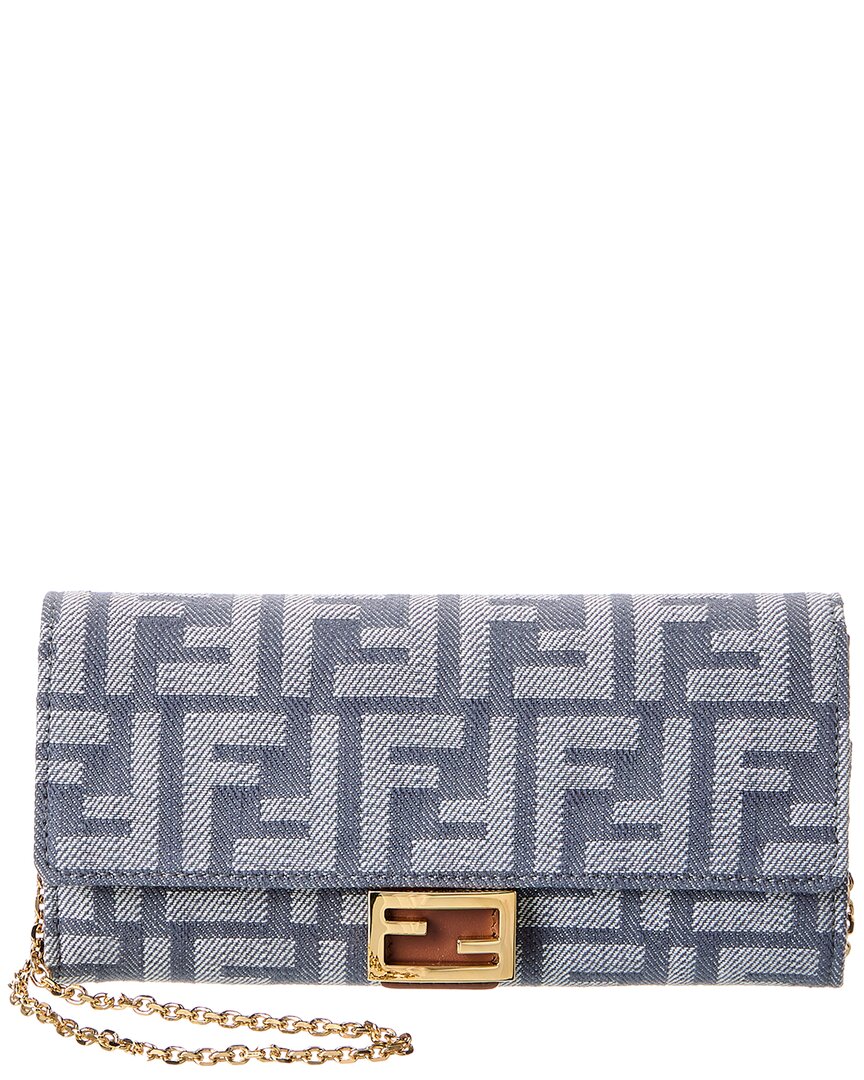 Fendi Baguette Denim & Leather Wallet On Chain