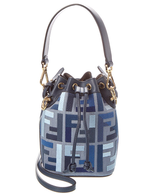 Dnu Inv Fendi Mon Tresor Mini Canvas & Leather Bucket Bag