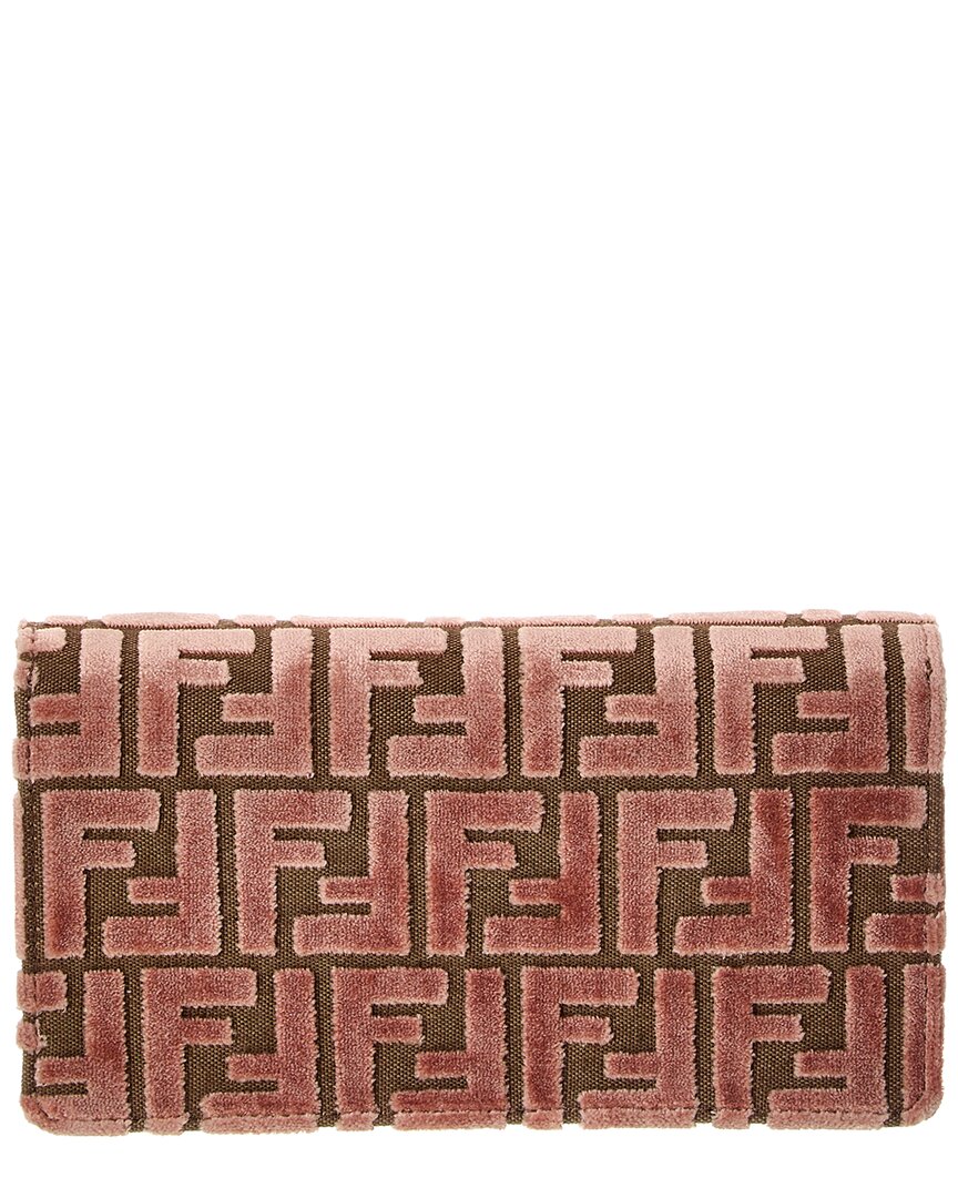 Fendi Baguette Ff Velvet & Leather Wallet On Chain