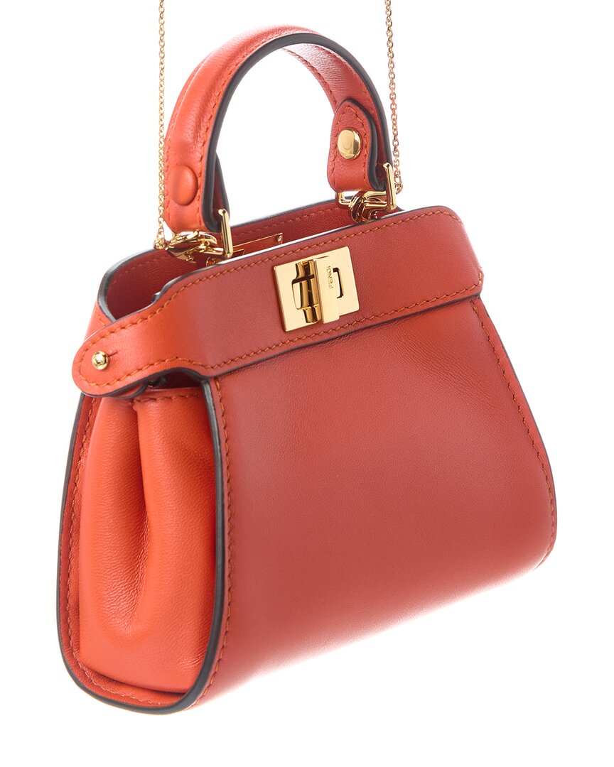 Fendi Nano Peekaboo Leather Clutch