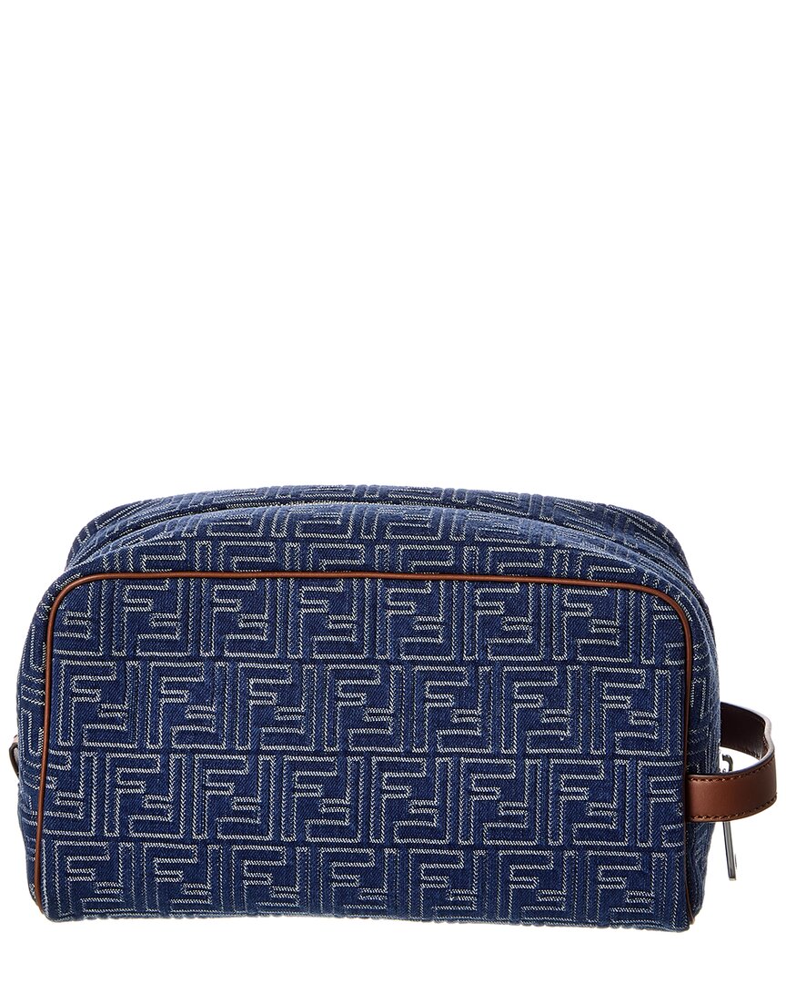 Fendi Ff Medium Denim & Leather Pouch