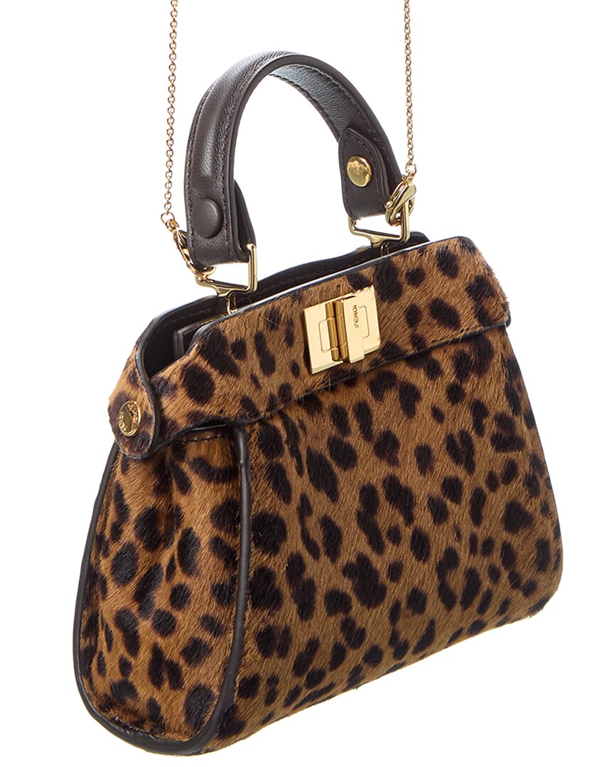 Fendi Nano Peekaboo Haircalf & Leather Clutch