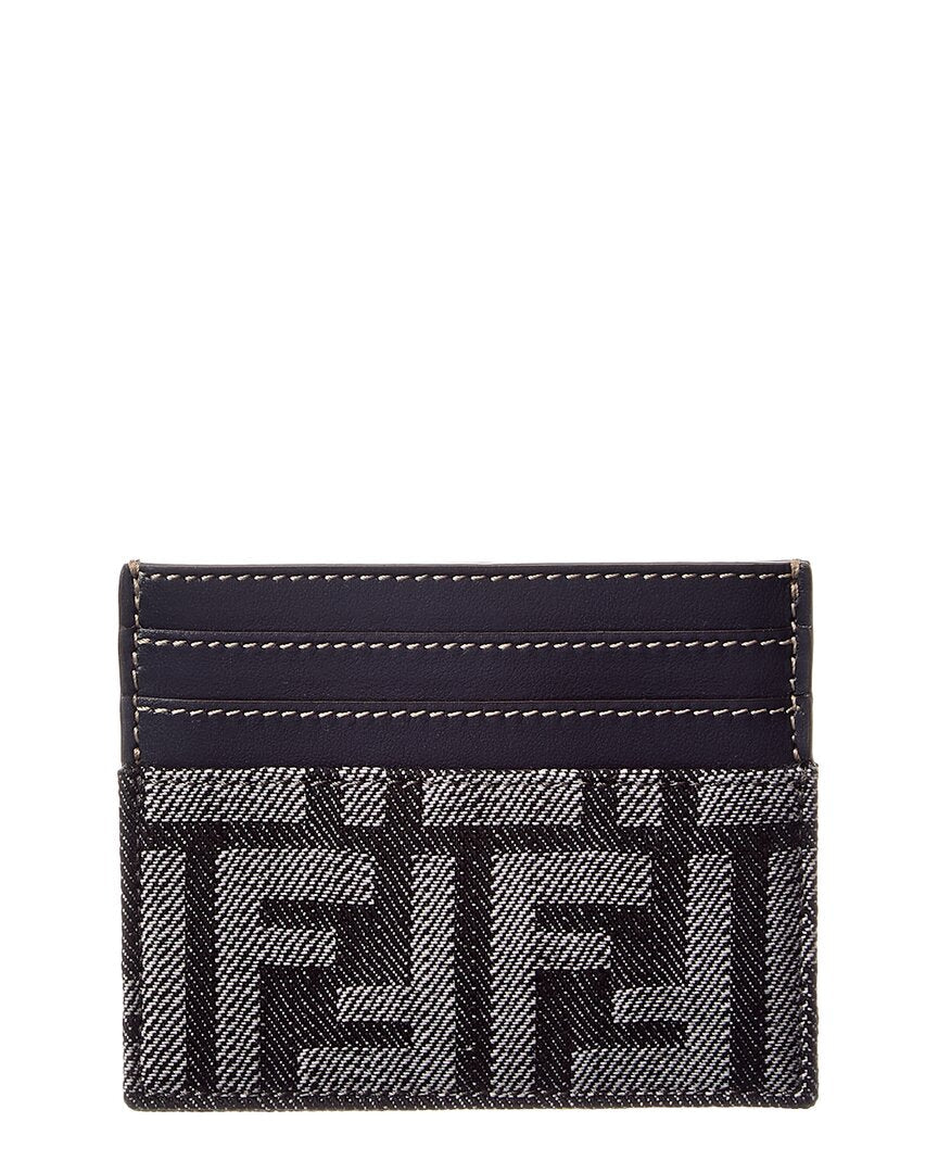 Fendi Baguette Ff Denim & Leather Card Holder
