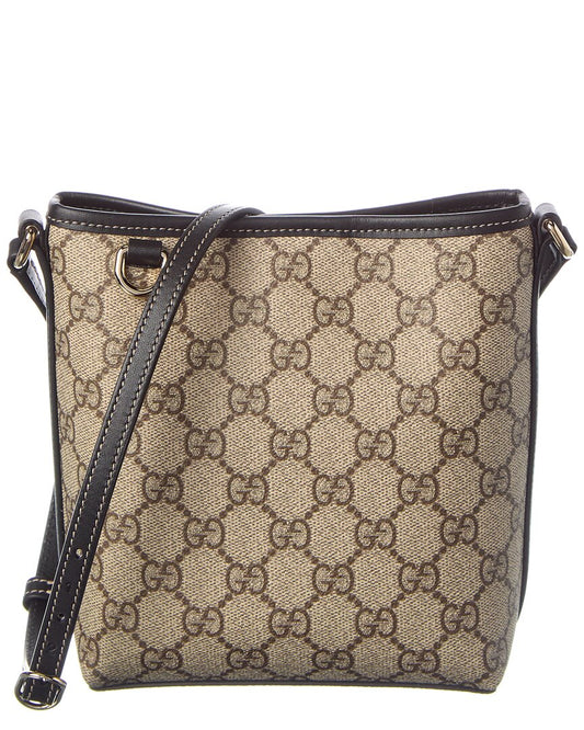 Gucci Gg Emblem Nano Gg Supreme Canvas & Leather Bucket Bag