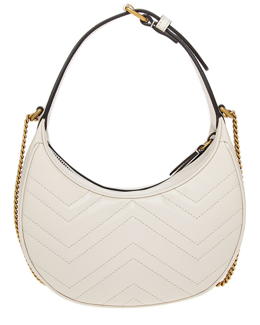 Gucci Gg Marmont Half Moon Shaped Mini Leather Hobo Bag
