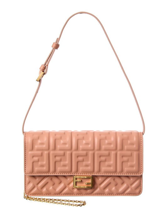 Fendi Baguette Ff Leather Wallet On Chain