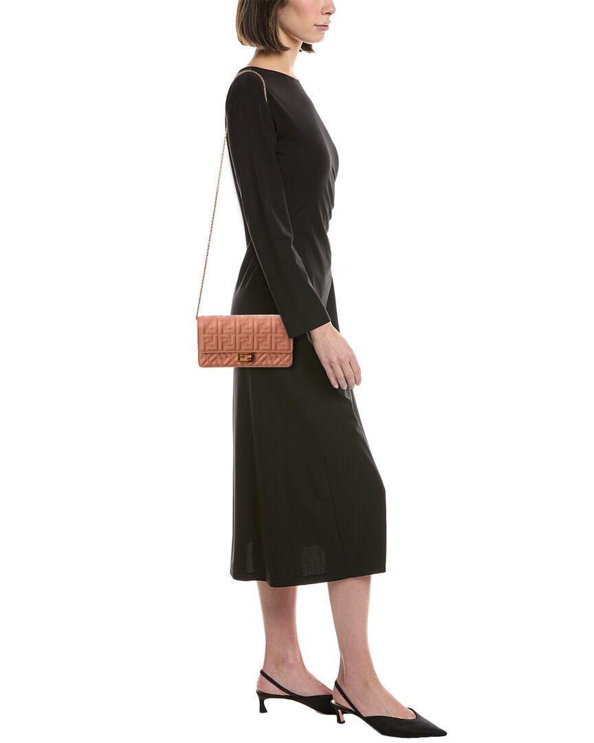 Fendi Baguette Ff Leather Wallet On Chain