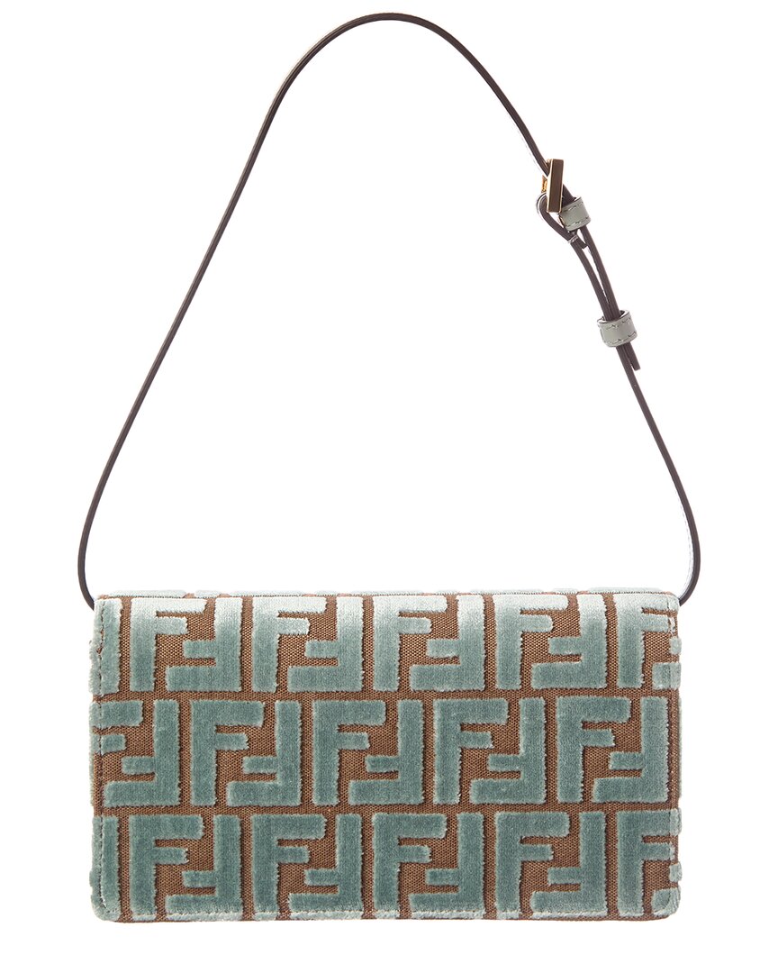 Fendi Baguette Ff Velvet & Leather Wallet On Chain