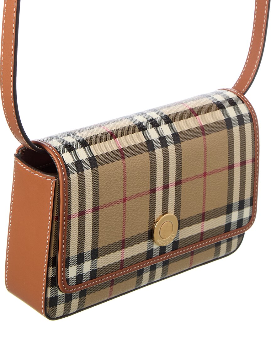 Burberry Check E-Canvas & Leather Crossbody