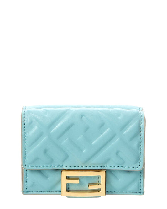 Fendi Baguette Ff Micro Trifold Leather Wallet