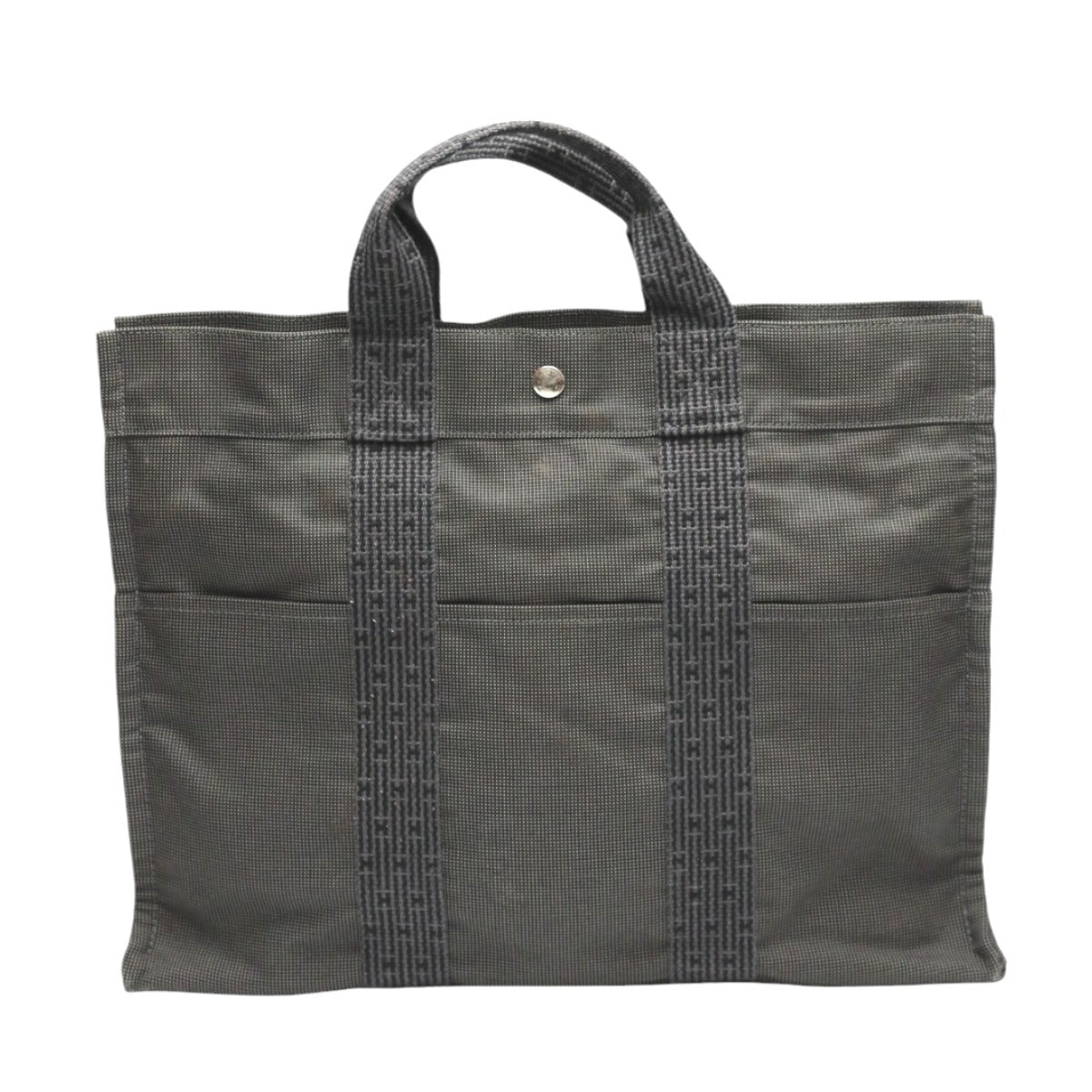 HERMES Tote Bag canvas gray Tote MM Her Line canvas unisex(Unisex)