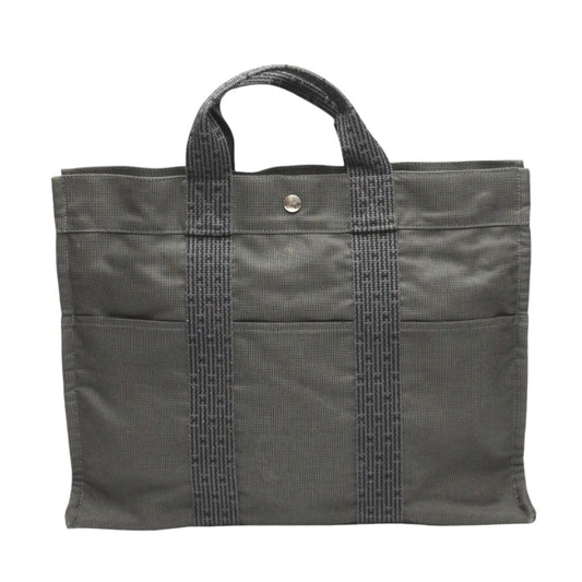 HERMES Tote Bag canvas gray Tote MM Her Line canvas unisex(Unisex)
