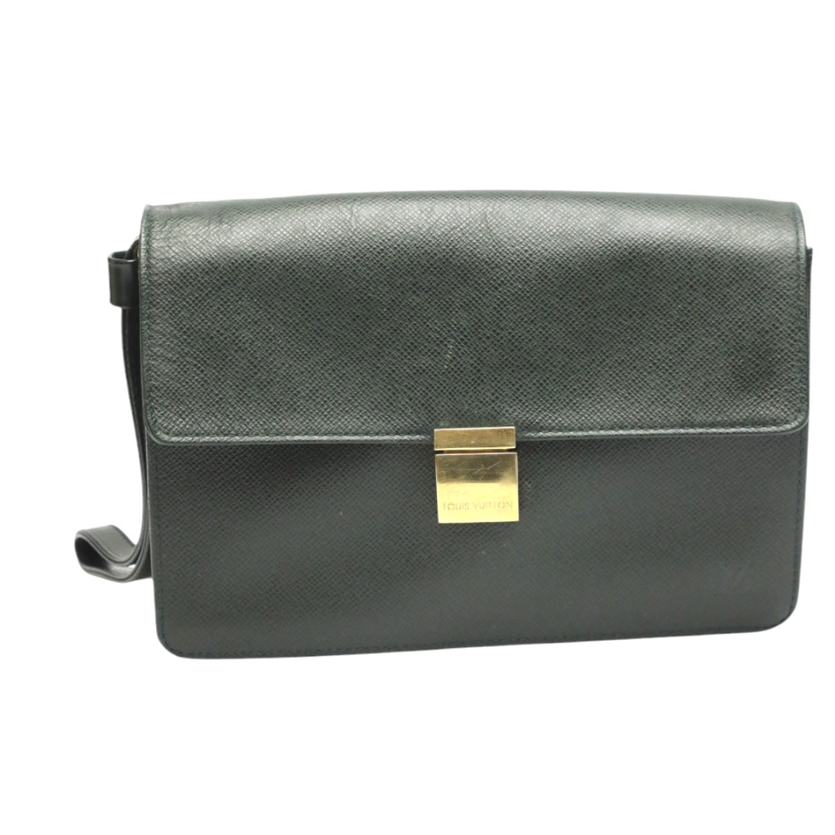 LOUIS VUITTON business bag Taiga green Clutch back Taiga Porto Doqun mens