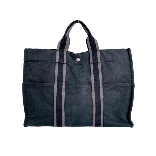 HERMES Tote Bag canvas black Her Line canvas