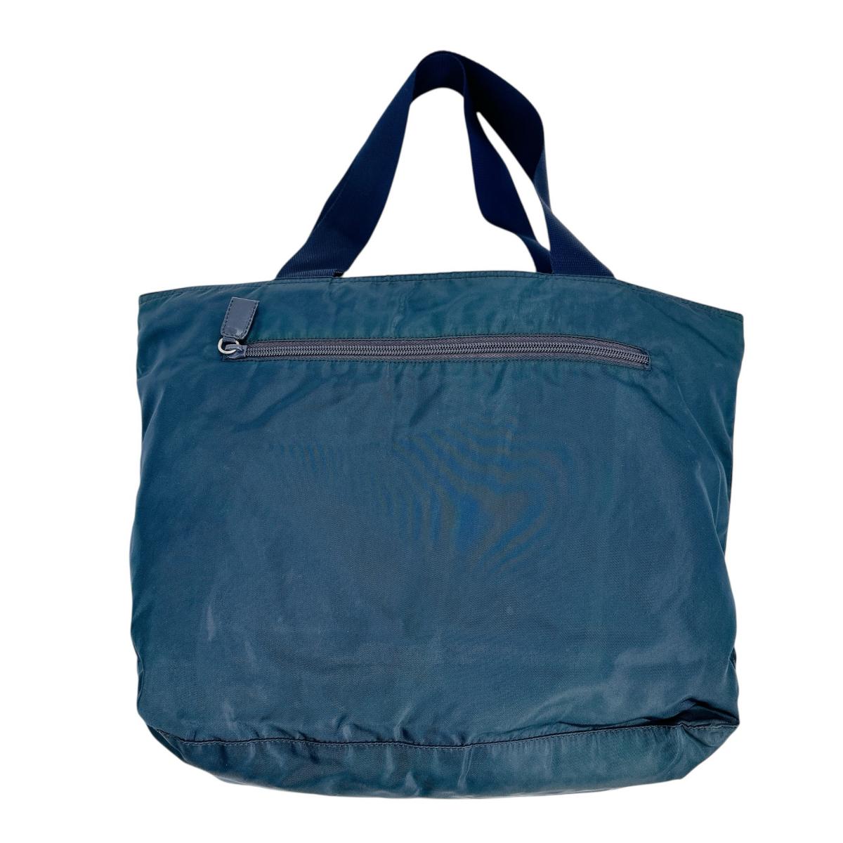 PRADA Tote Bag Nylon blue Tote Bag Commuting to school Large enough to fit A4 size paper Women