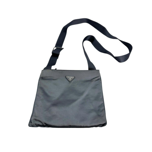 PRADA Shoulder Bag Satin Light Gray Pochette Triangle logo Silk satin Women