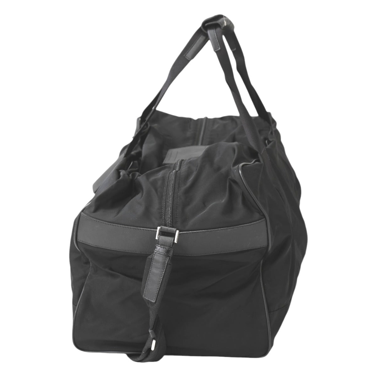 PRADA Boston Duffel bag Nylon black Travel bag one belt back