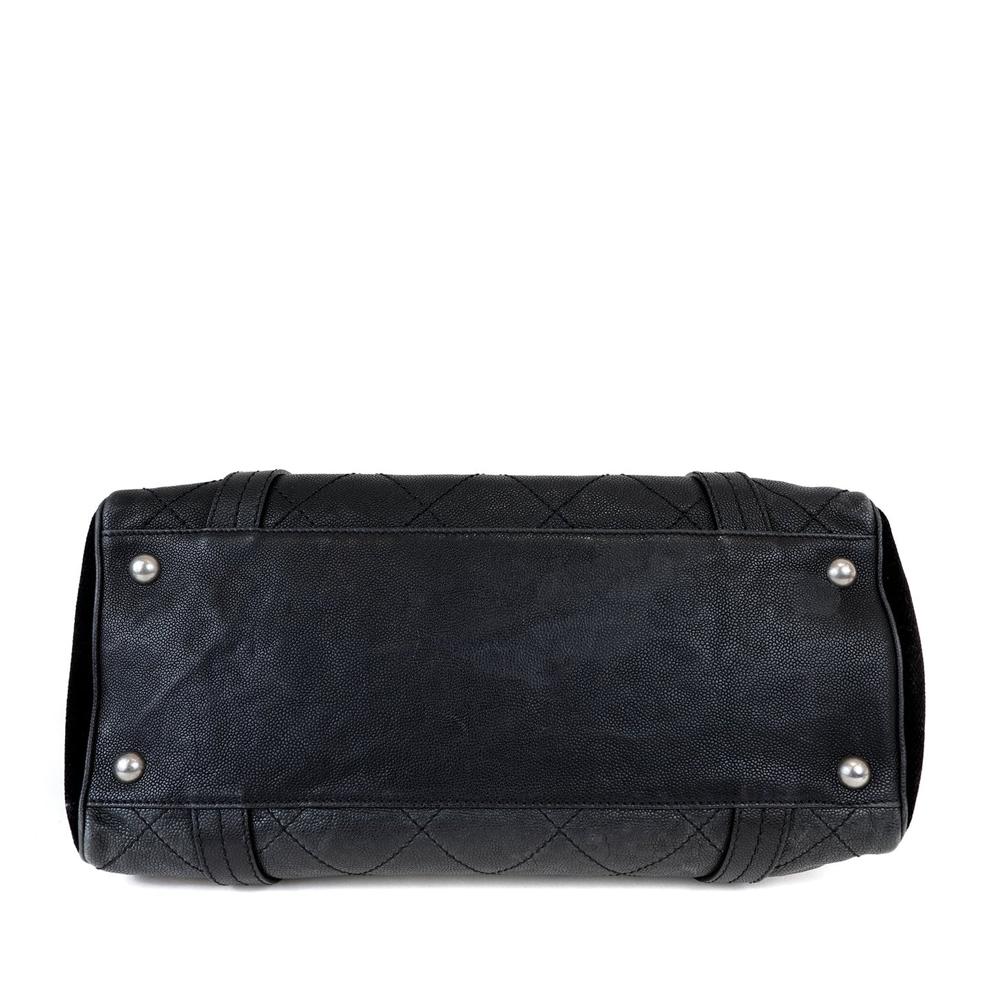 Chanel Black Double Pocket Tote Reissue Quilted Lambskin Suede w Brushed Hardware