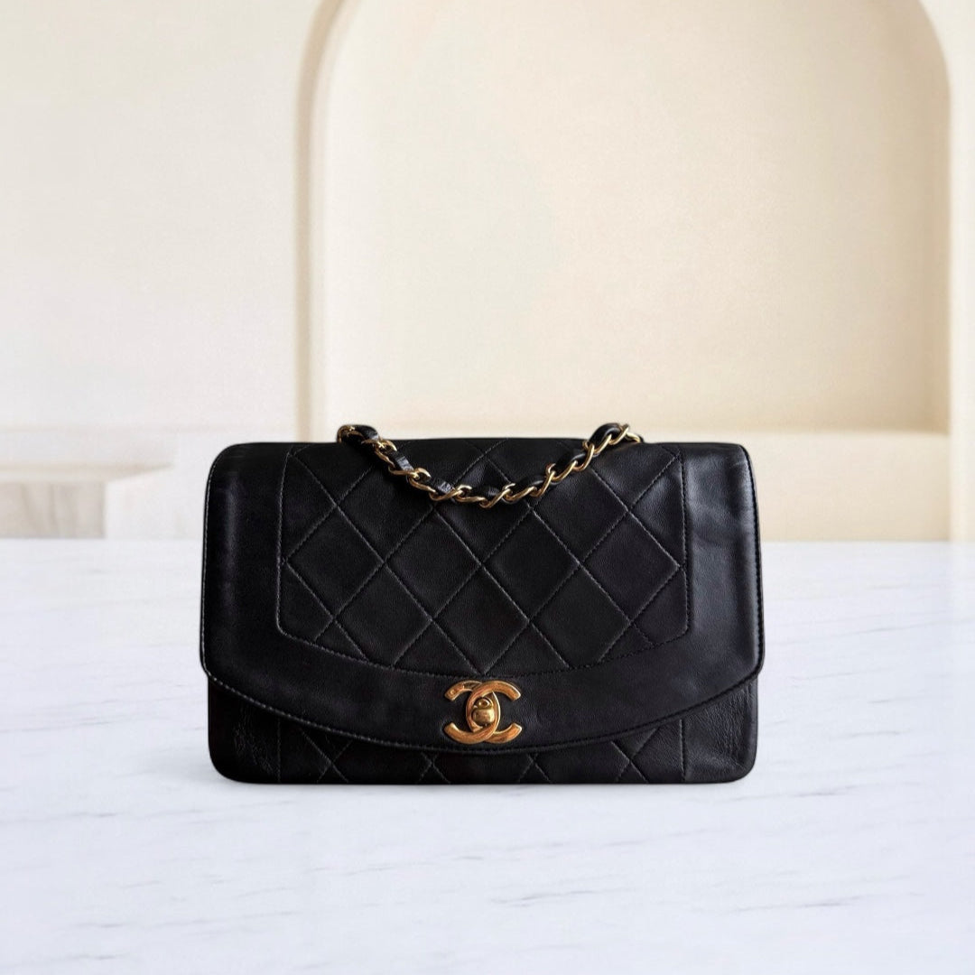 Chanel Diana - Quilted Lambskin Black Gold Hardware Series 2