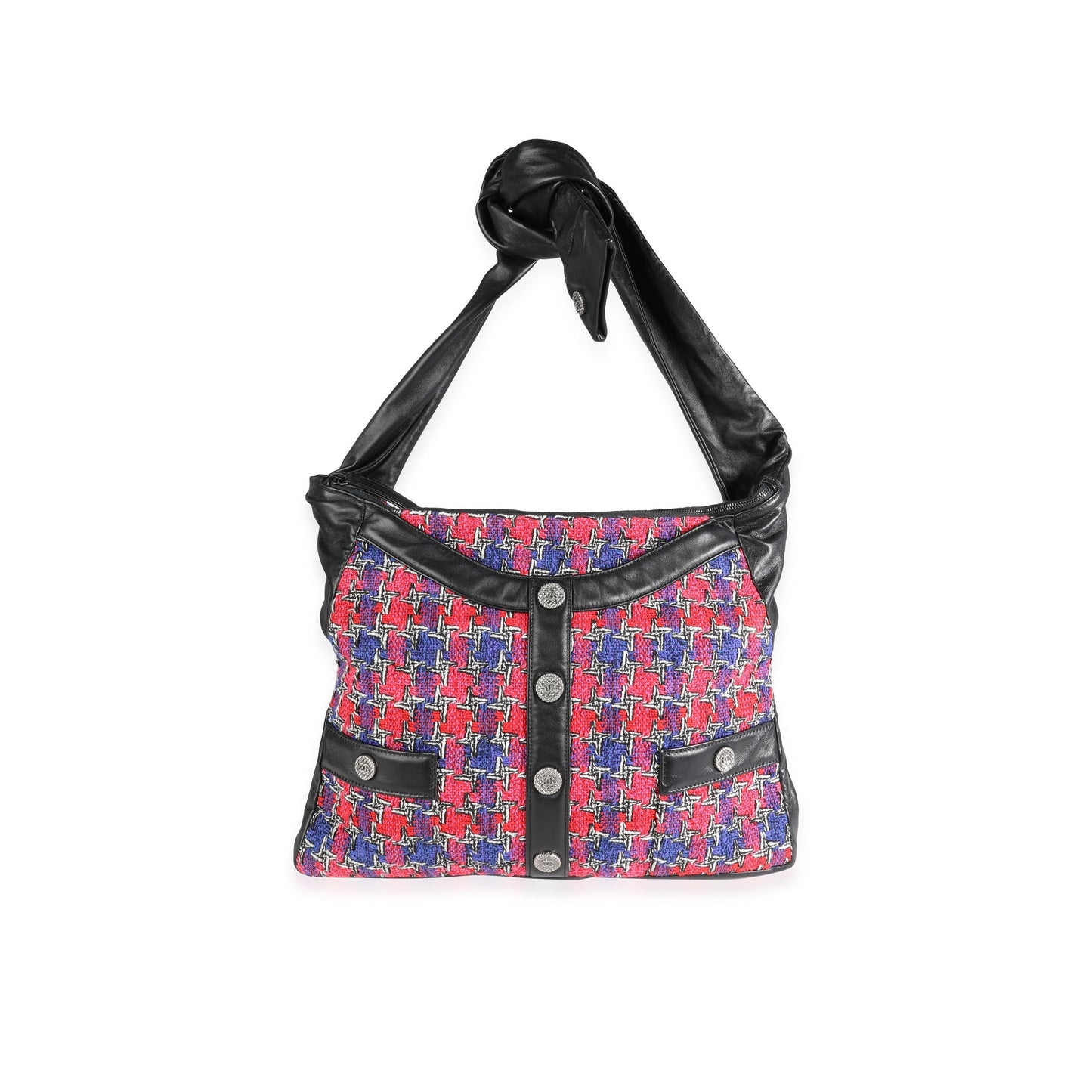 CHANEL Black Lambskin Multicolor Tweed Girl Bag