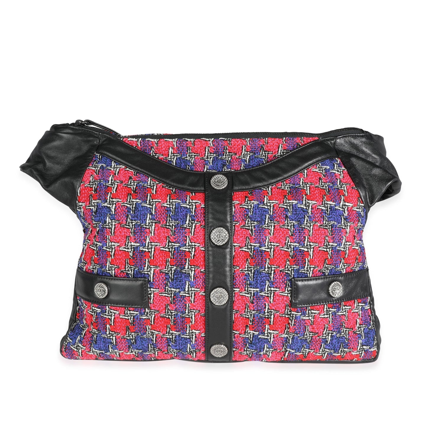 CHANEL Black Lambskin Multicolor Tweed Girl Bag