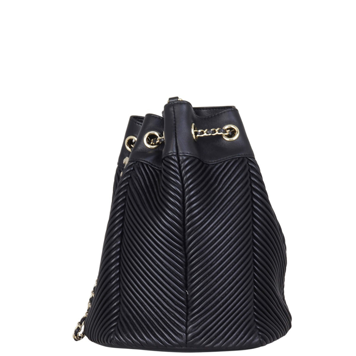 Chanel Drawstring Bucket Bag Chevron
