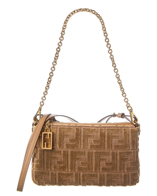 Fendi Baguette Ff Jacquard Velvet Pouch