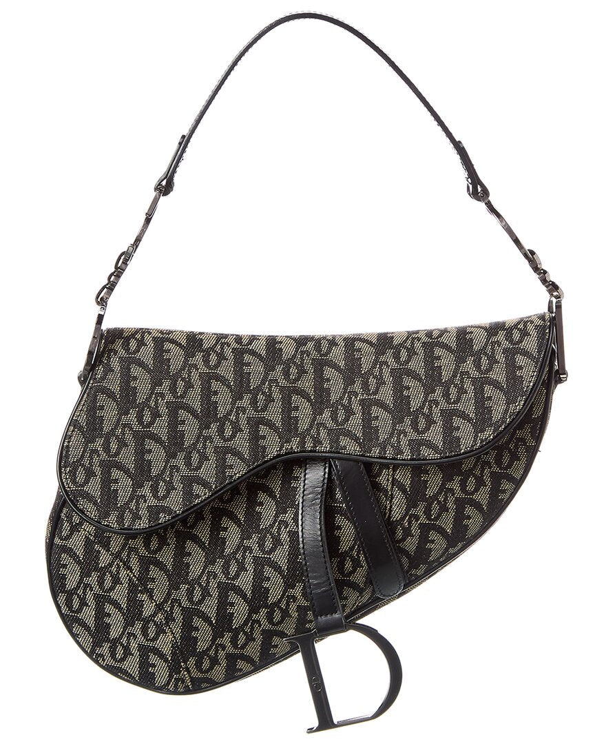 Dior Black Canvas Oblique Saddle Bag ( )