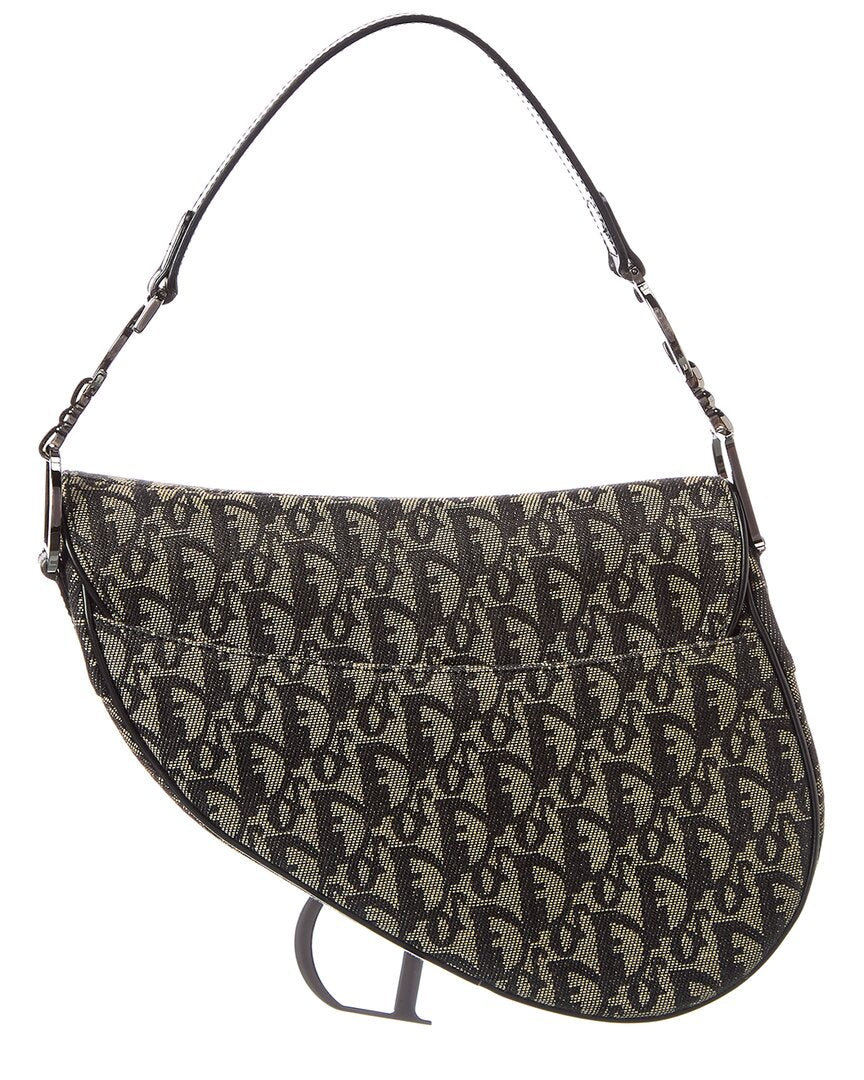 Dior Black Canvas Oblique Saddle Bag ( )