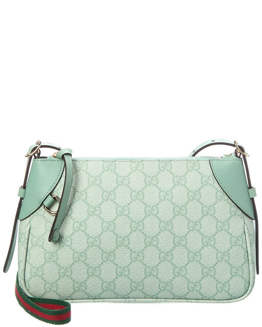 Gucci Gg Emblem Small Gg Coated Fabric & Leather Shoulder Bag