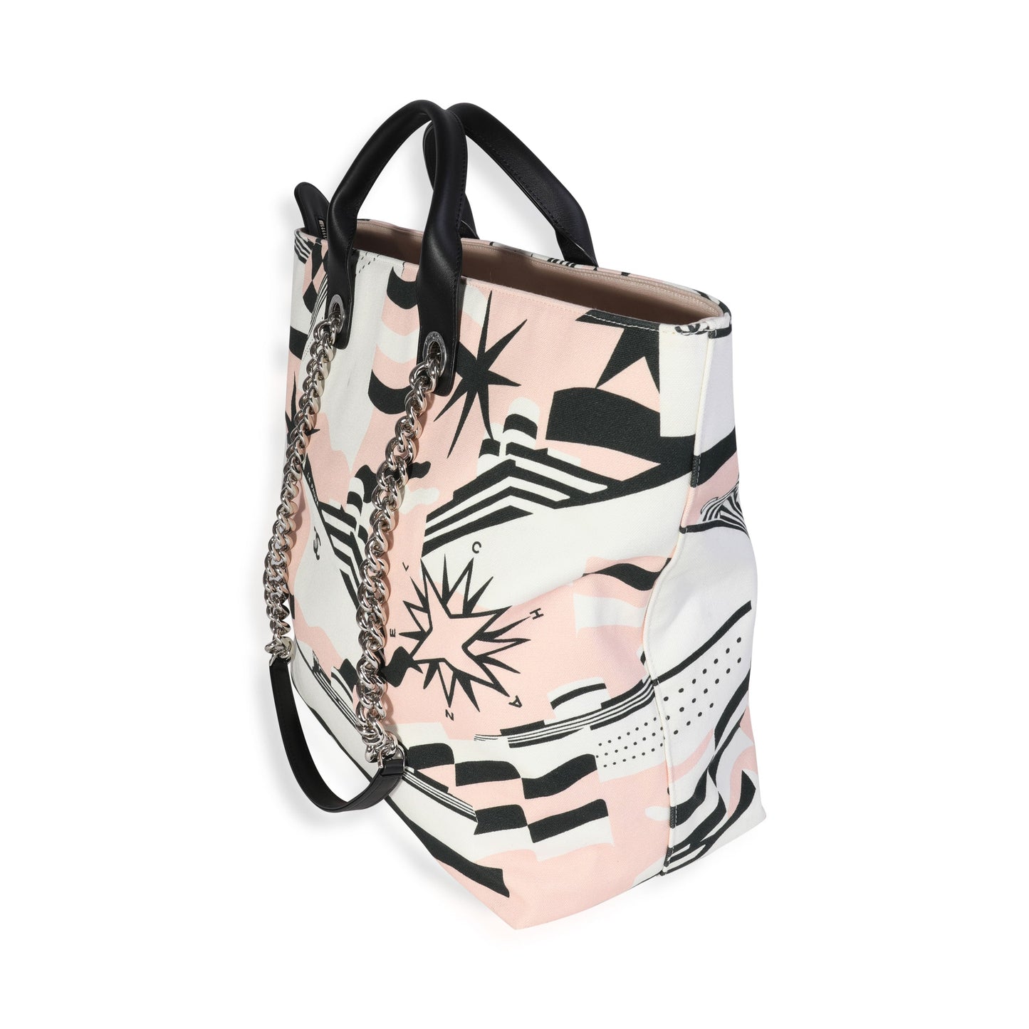 CHANEL Black Pink White Canvas La Pausa Shopping Tote