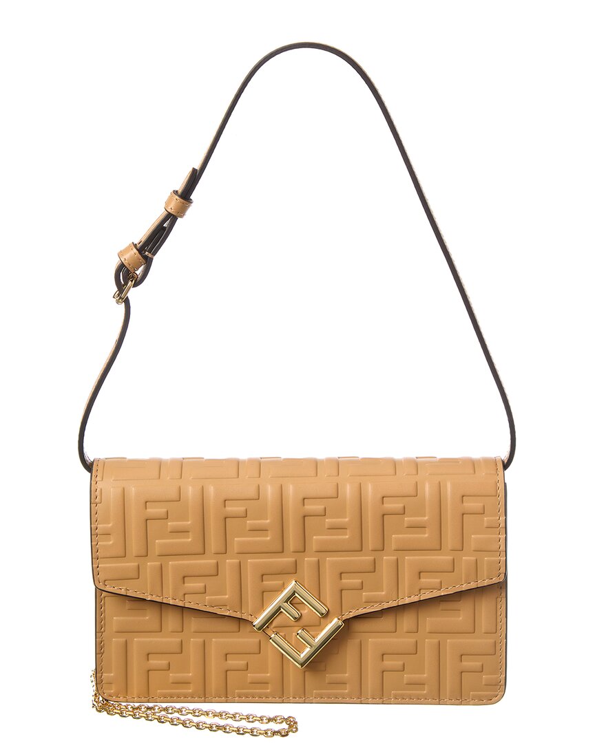 Fendi Ff Diamonds Leather Wallet On Chain